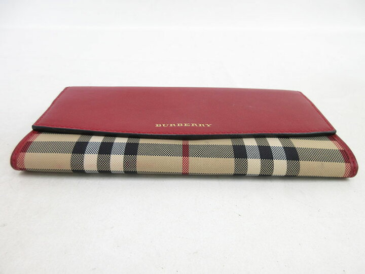 楽天市場】BURBERRY(バーバリー) チェック 長財布 赤 【ブランド財布 