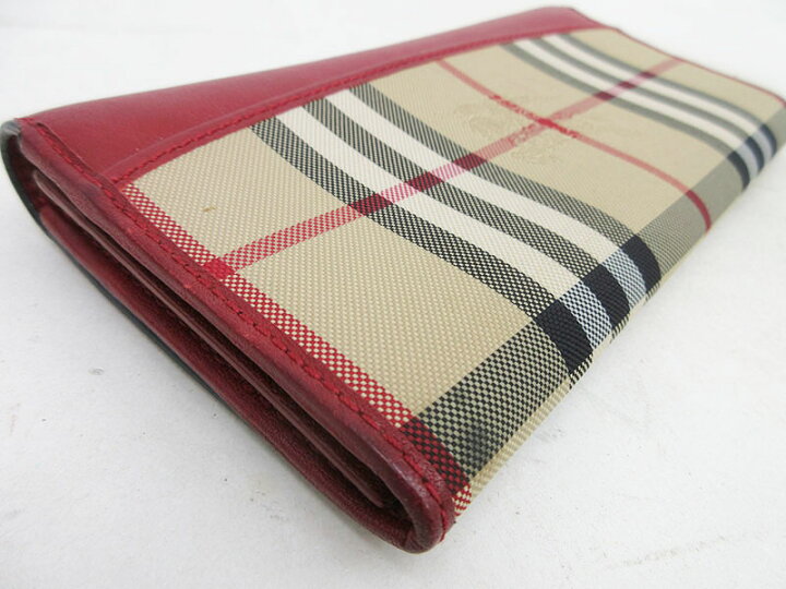 楽天市場】BURBERRY(バーバリー) チェック 長財布 赤 【ブランド財布 