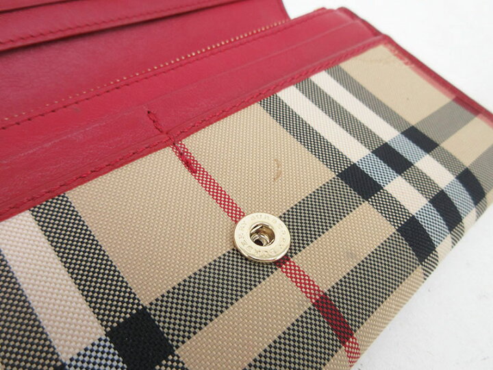 楽天市場】BURBERRY(バーバリー) チェック 長財布 赤 【ブランド財布  