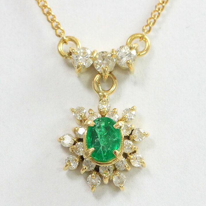 楽天市場】ネックレス エメラルド/ダイヤモンド 0.18ct/0.22ct 18金 