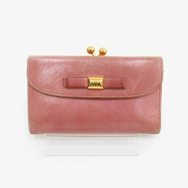 楽天市場】miumiu(ミュウミュウ) がま口財布 ピンク レザー 【ブランド  
