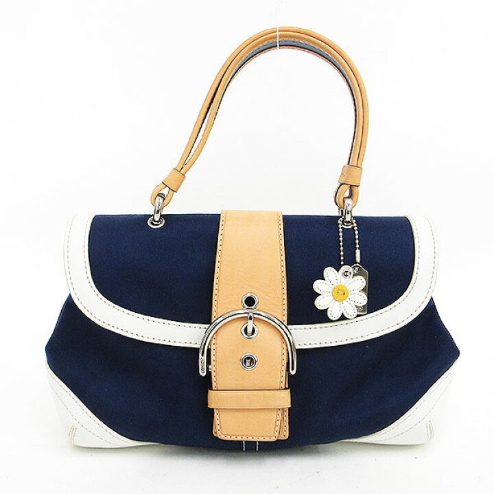 楽天市場】COACH(コーチ) ハンド バッグ 4432 紺×白 キャンバス×レザー 