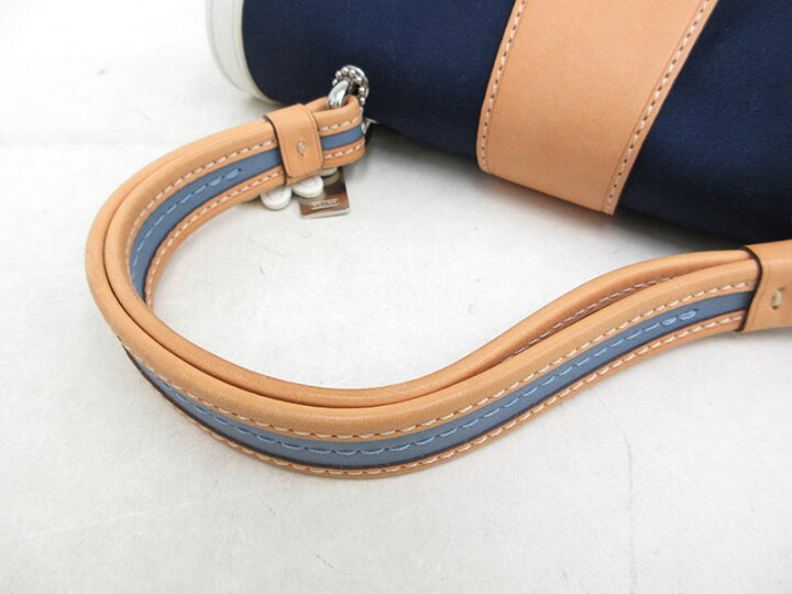 楽天市場】COACH(コーチ) ハンド バッグ 4432 紺×白 キャンバス×レザー 