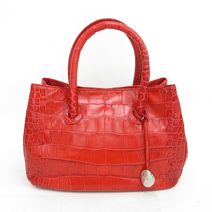 楽天市場】FURLA(フルラ) トートバッグ ハンド 赤 オレンジ クロコ型 