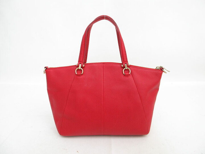 楽天市場】COACH(コーチ) ハンドバッグ トート 赤 レッド レザー 