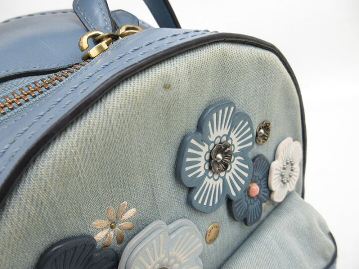 楽天市場】COACH(コーチ) フラワー リュック 54068 水色 デニム 