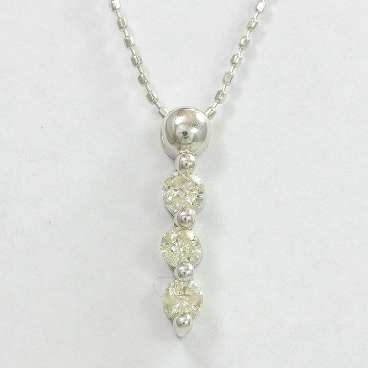 楽天市場】 スリーストーン ダイヤモンド 計0.30ct ネックレス 18金  