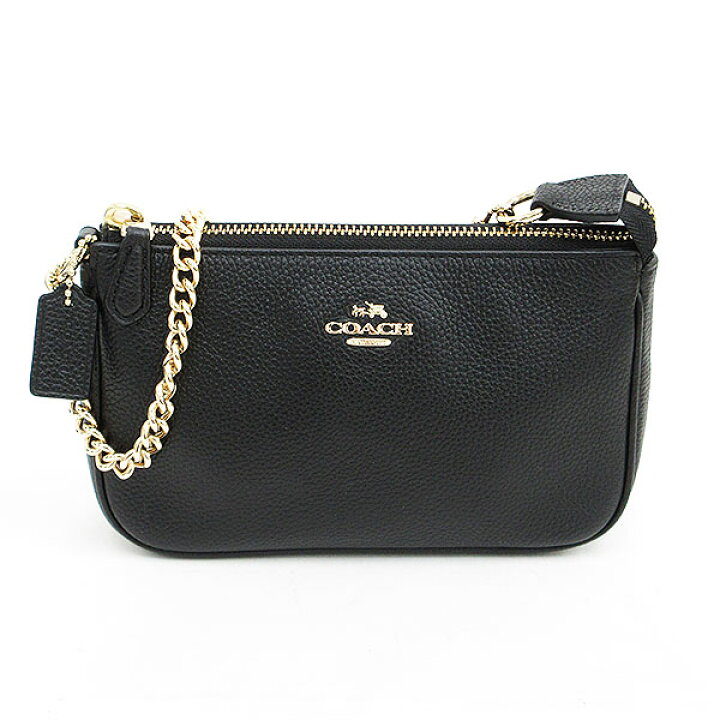楽天市場】COACH(コーチ) ポーチ チェーン 53077 黒 ブラック レザー 