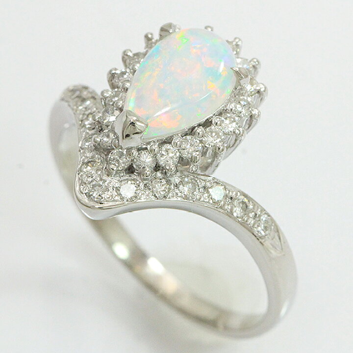 楽天市場】 リング ホワイトオパール 0.64ct ダイヤモンド 計0.41ct 