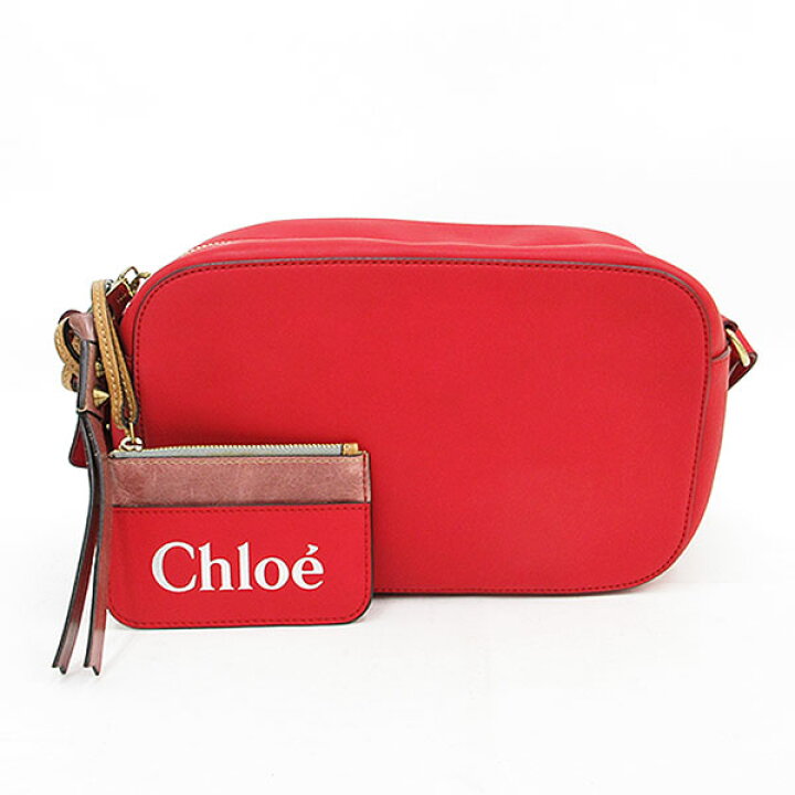 Chloe クロエ チェーンショルダーバック レッド レザー×スウェード  