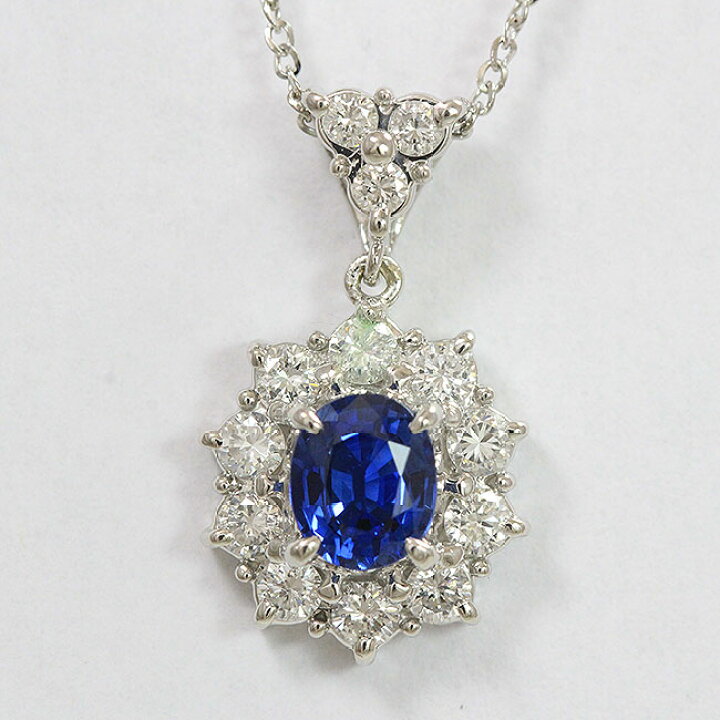 楽天市場】 ネックレス サファイア 0.71ct/ダイヤモンド 計0.48ct  