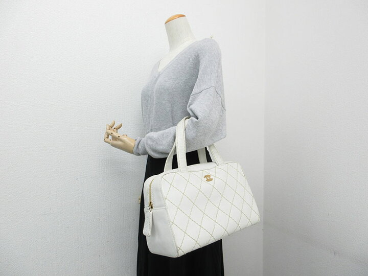楽天市場】CHANEL(シャネル) ワイルドステッチ ボストンバッグ 白 
