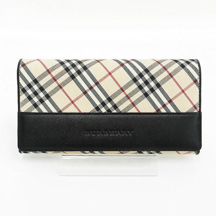 楽天市場】BURBERRY(バーバリー) チェック柄 がま口長財布 ベージュ×黒  