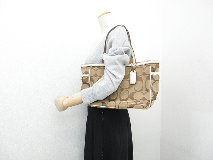 楽天市場】COACH(コーチ) シグネチャー トートバッグ 7874 ベージュ×白 