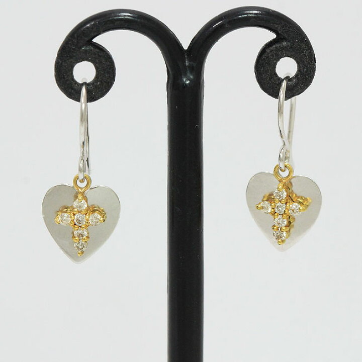 楽天市場】ジプシー クロス/ハート ダイヤモンド 計0.05ct×2 ピアス 18  