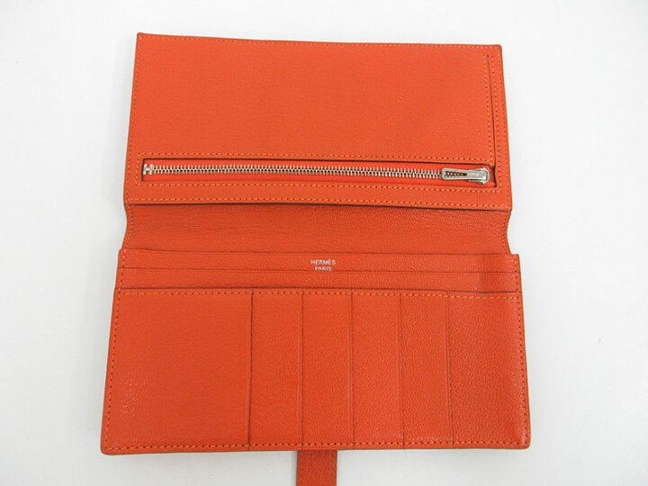 楽天市場】HERMES(エルメス) ベアンスフレ 長財布 シェーブル オレンジ 