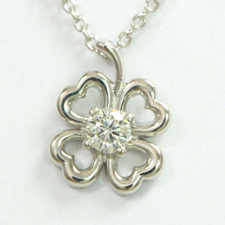 楽天市場】 クローバー ダイヤモンド 0.08ct ネックレス プラチナ 