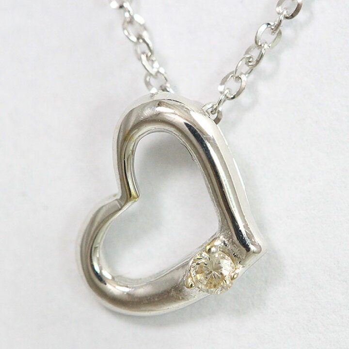 楽天市場】 ハート ダイヤモンド 0.02ct ネックレス 18金ホワイト 