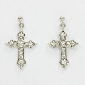 クロス キュービック ピアス 14金ホワイトゴールド(K14WG) 【中古】 ジュエリー 【新品仕上げ済み】 netshop