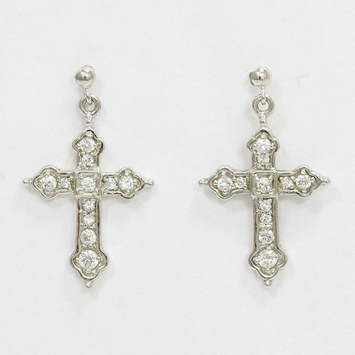 楽天市場】 クロス キュービック ピアス 14金ホワイトゴールド(K14WG  
