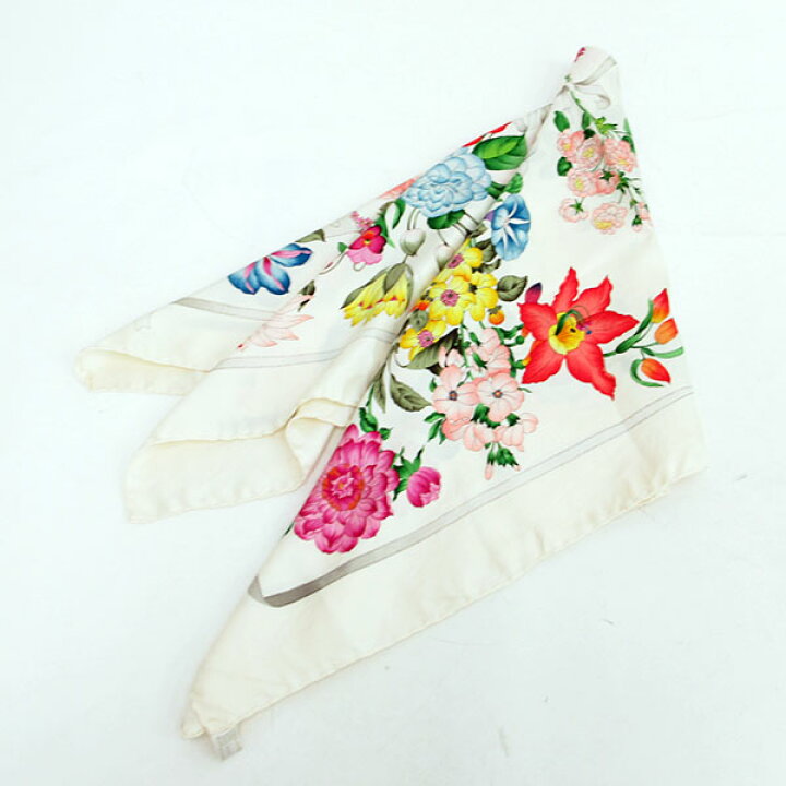 楽天市場】GUCCI(グッチ) 花柄 フラワー 大判スカーフ 白 ホワイト  