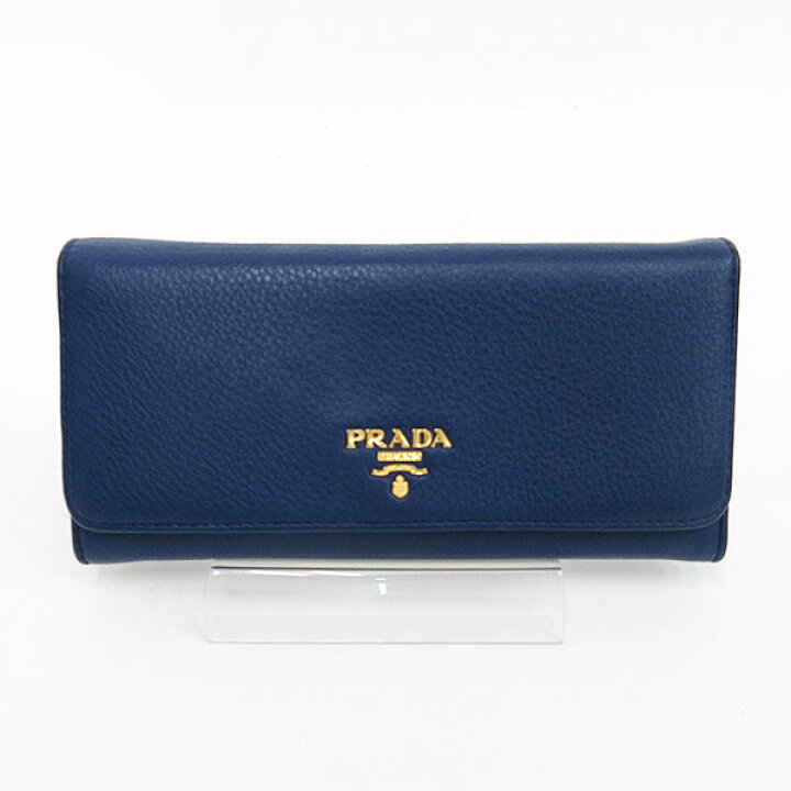 楽天市場】PRADA(プラダ) 長財布 パスケース付き 青 ブルー レザー 