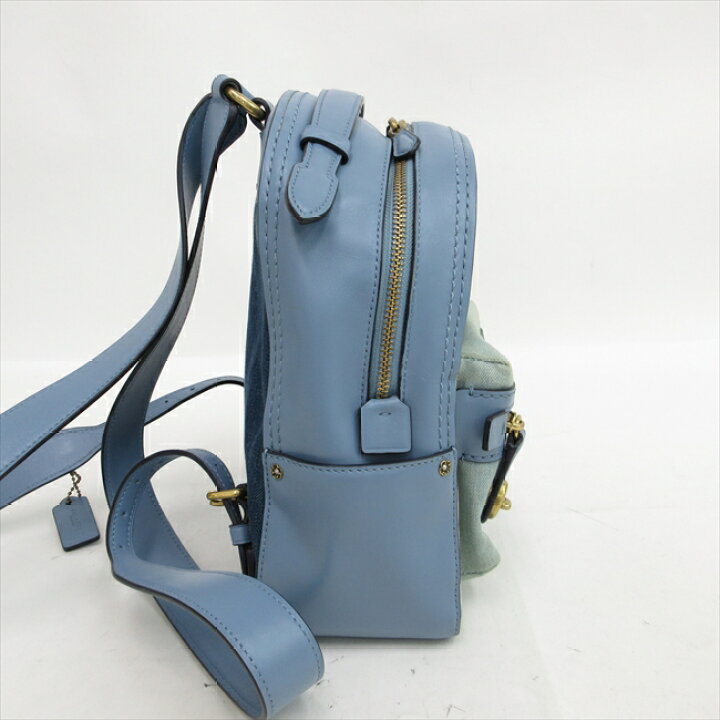 楽天市場】COACH(コーチ) フラワー リュック 水色 ブルー デニム 
