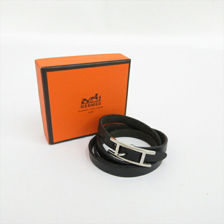 楽天市場】HERMES(エルメス) アピ 3連ブレスレット チョーカー 黒 