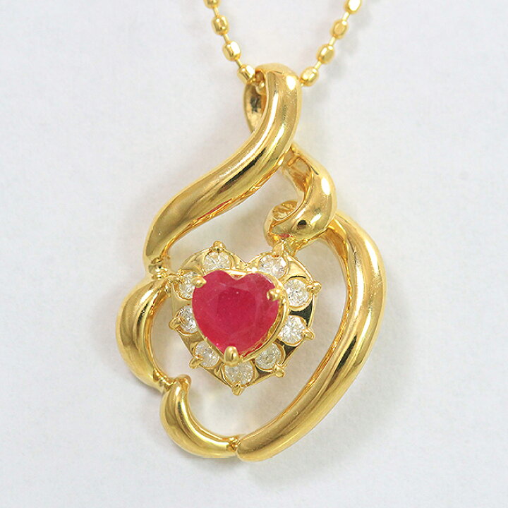 楽天市場】 ルビー /ダイヤモンド 計0.09ct ネックレス 18金イエロー 