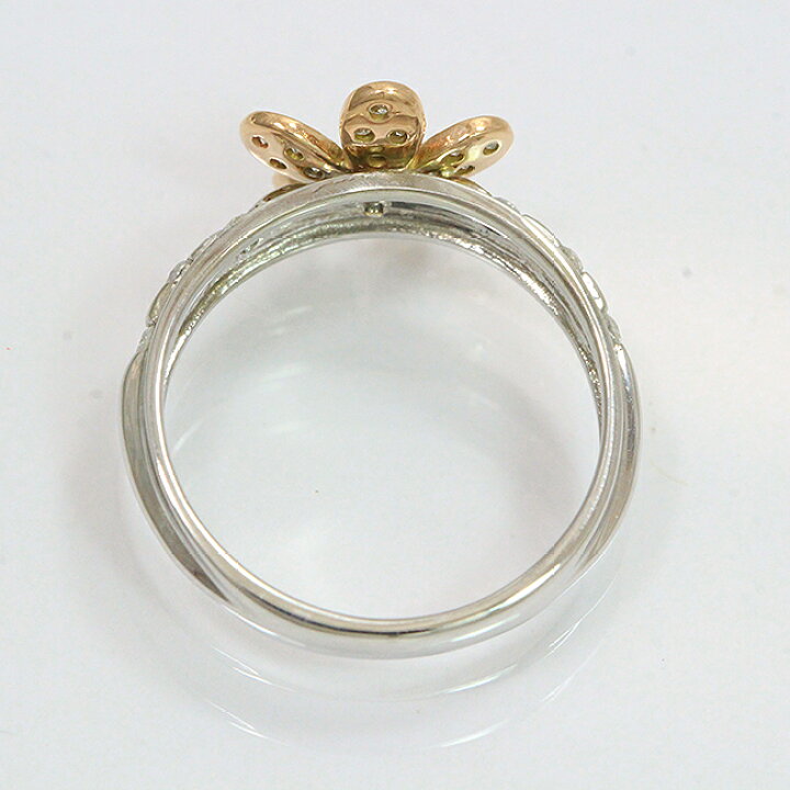 楽天市場】 ピンキー リング フラワー ダイヤモンド 計0.19ct 5号 14金 