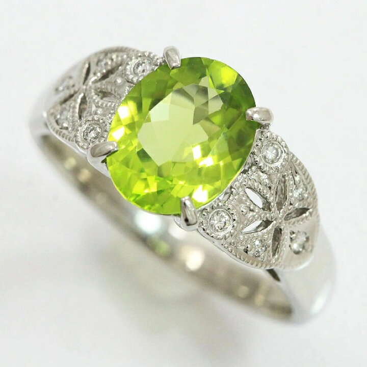 楽天市場】 リング ペリドット 2.26ct/ダイヤモンド 計0.07ct 16号 