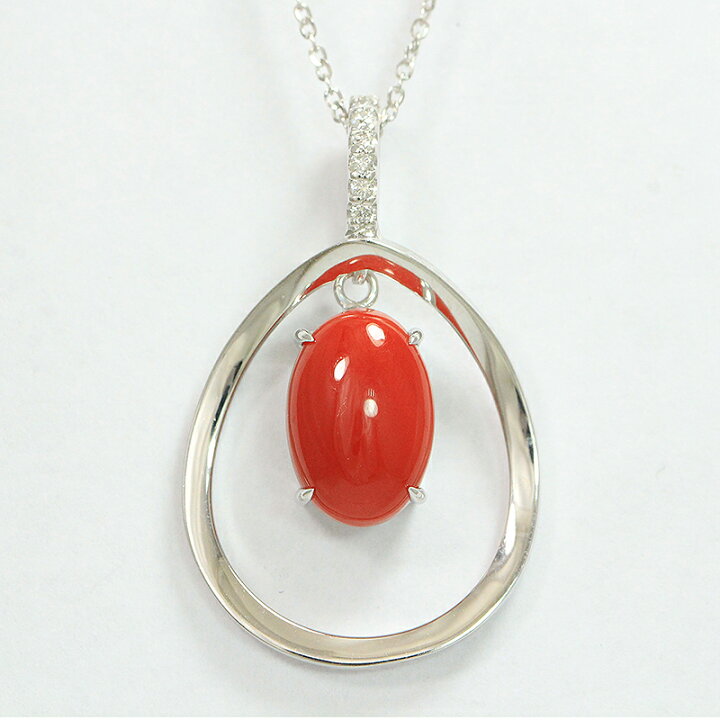楽天市場】 ネックレス 珊瑚 サンゴ/ダイヤモンド 計0.04ct 18金 