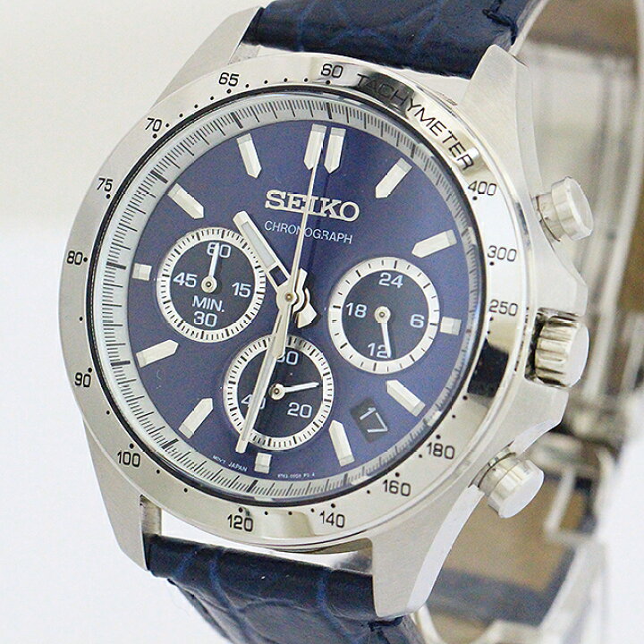 楽天市場】SEIKO(セイコー) 8T63 紺 ネイビー文字盤/クロノグラフ 