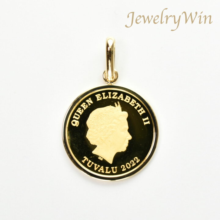 楽天市場】ペンダントトップ K24 ツバルホース コイン 1/5oz K18 枠付  