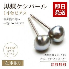 楽天市場】【在庫限り】黒蝶ケシパール 14金ピアス K14WG ホワイト