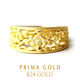 24金 黄金のレリーフ 花 指輪 リング 女性 レディース 純金 アクセサリー イエローゴールド ジュエリーブランド K24 PRIMAGOLD プリマゴールド 送料無料