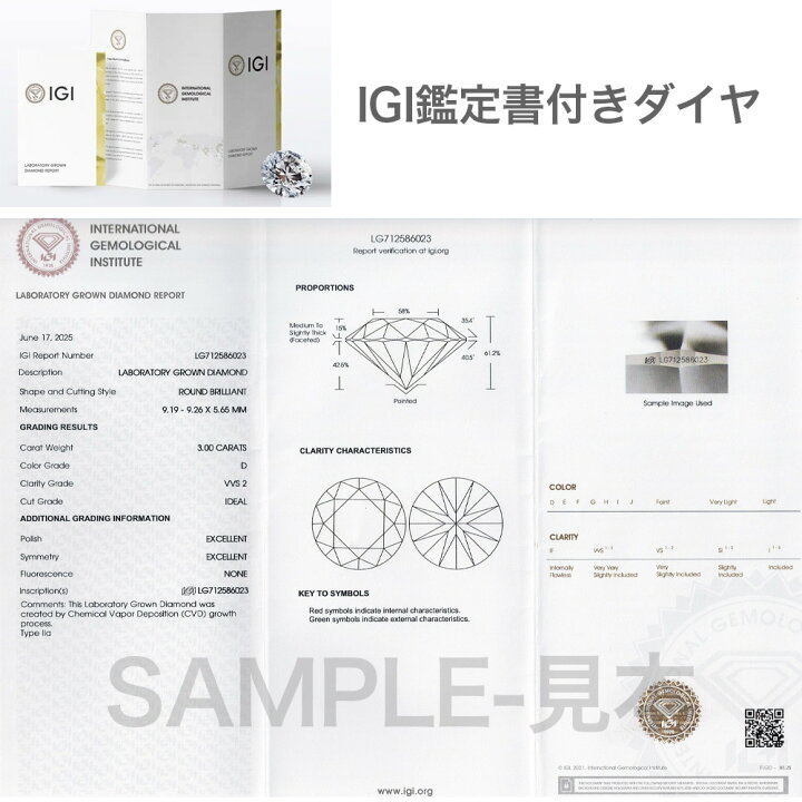 楽天市場】【IGI鑑定書付き - 1CT / Dcolor / VVS1 / 3EX 】 ラウンド 