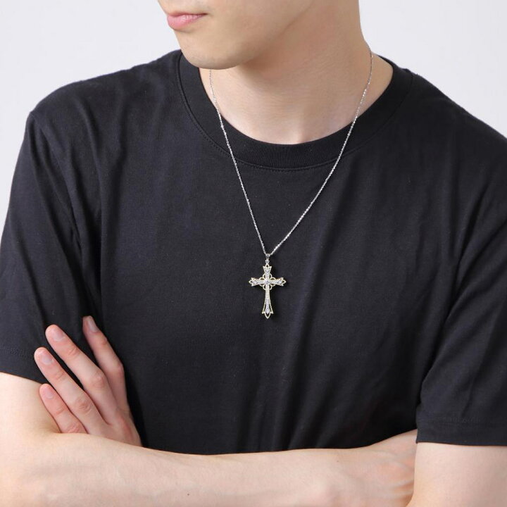 楽天市場 ネックレス メンズ シンプル シルバーネックレス 人気 クロスネックレス クロス シルバー925 十字架 男性 メンズネックレス ブランド プレゼント おしゃれ カジュアル アクセサリー ジュエリー 金属アレルギー 対応 ペンダント チェーン 50cm プレゼント ギフト
