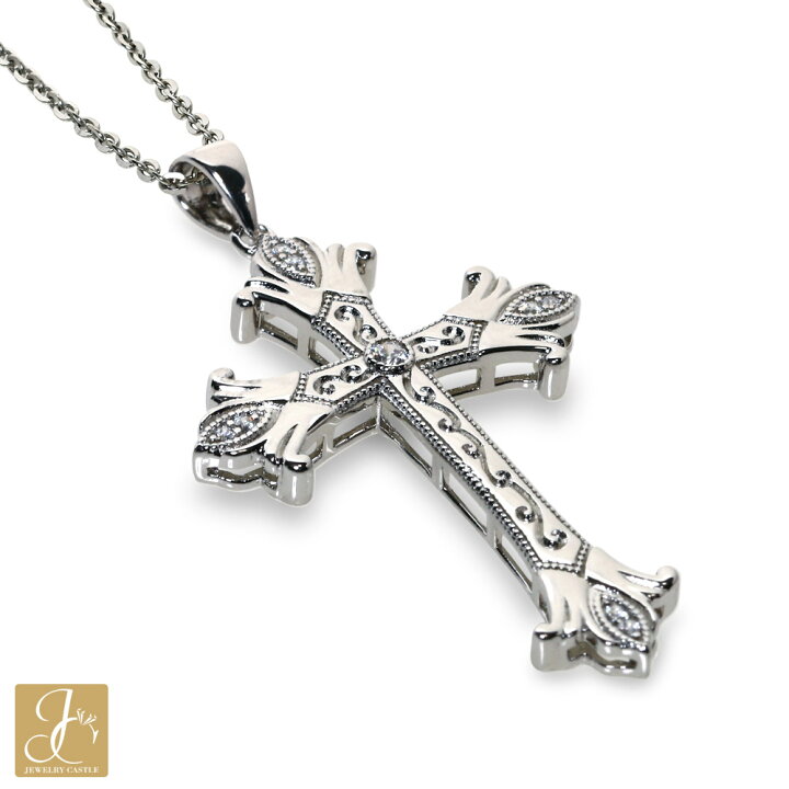 ♣︎silver925 ♣︎ クロスネックレス シルバー ジルコニア 十字架