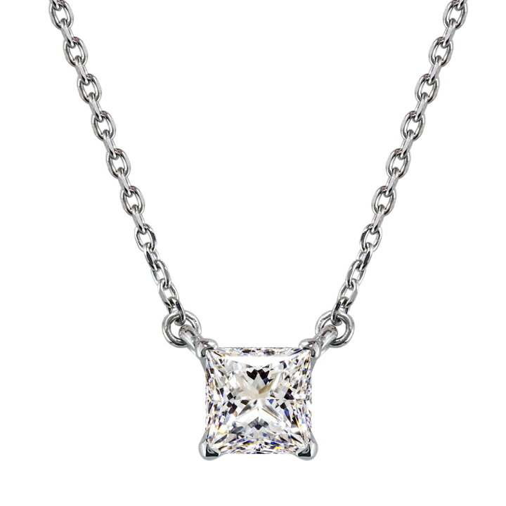 楽天市場】1ct プリンセスカット ダイヤモンド ネックレス 一粒 