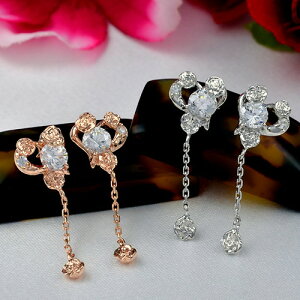 PI-1601【UZU】【ピアス】【シルバー925】【RG・PG コーティング仕上げ】選べる2色【CZ】