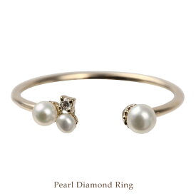 【全品送料無料】k18 淡水パールダイヤリング人気 シンプル 指輪 プレゼント 真珠 誕生日 記念日K18 イエローゴールド K18ピンクゴールド K18ホワイトゴールド