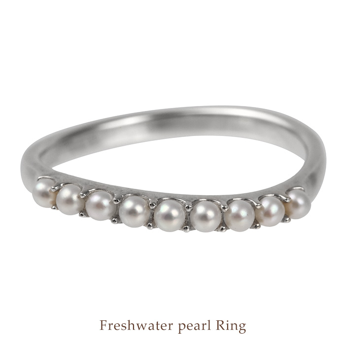 プラチナ 淡水パールリング<br>人気 シンプル 指輪 プレゼント 真珠  誕生日 記念日