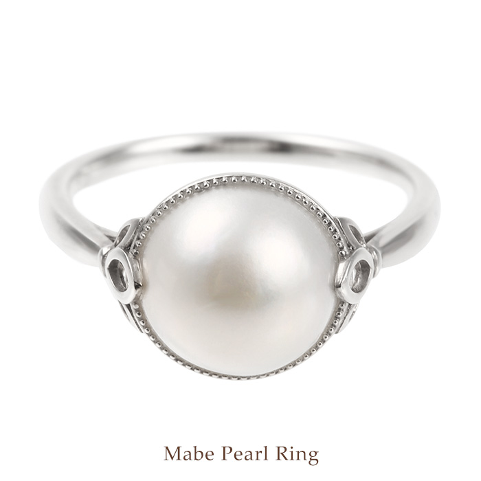 プラチナ マベパール リング<br>真珠人気 シンプル 指輪 プレゼント  誕生日 記念日