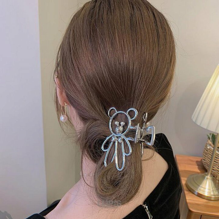 ヘアアクセ ヘアクリップ シルバーアクセ レディース くま 通販 シルバーアクセ ヘアクリップ くま ヘアアクセ レディース