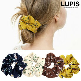 シュシュ ヘアアクセサリー フラワー ボタニカル シフォン ネイビー アイボリー イエロー ブラウン 安い 激安 LUPIS ルピス