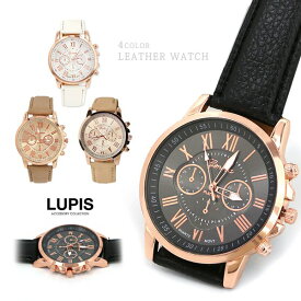 腕時計 レディース 時計 カジュアル かわいい フェイクレザー 高見え ゴールド ラウンド 安い 激安 LUPIS ルピス