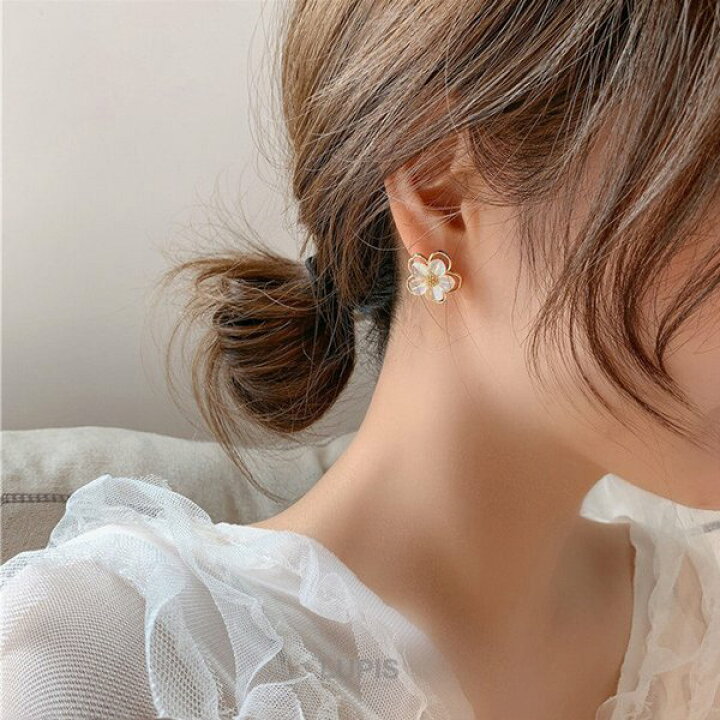 楽天市場】ピアス フラワー クリアホワイト オーロラ ゴールド S925  