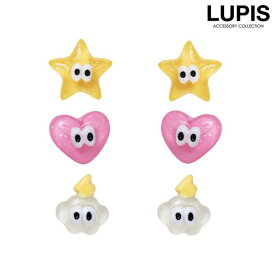 ピアス レディース フェイス スター ハート クラウド ユニーク かわいい おもしろ 顔 ポップ 韓国 韓国っぽ lupis ルピス 安い 激安 プチプラ