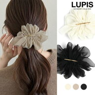 バレッタ ヘアアクセサリー シフォン メタル ギャザー ふわふわ 上品 華やか ガーリー シンプル 大人 卒…